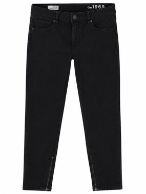 Gap 1969 Black Legging Jeans With Inseam Zip Detail Size 28/6P